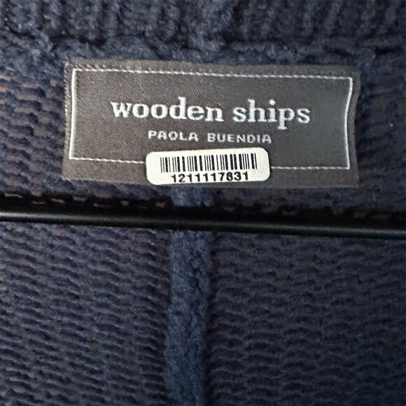 Wooden Ships Paola Buendia Women's Navy Geometric Knit Pullover Sweater S/M - Picture 3 of 6
